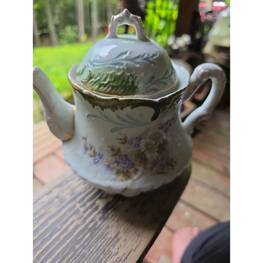Vintage Ceramic Teapot Set Rustic Glazed Pottery Tea Serving